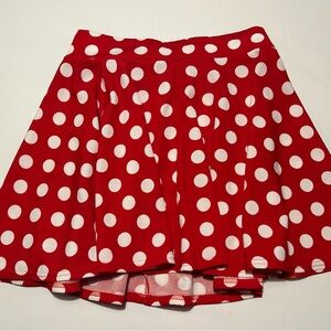 Red Polka Dot Mini Skirt — Flared High-Waist Style